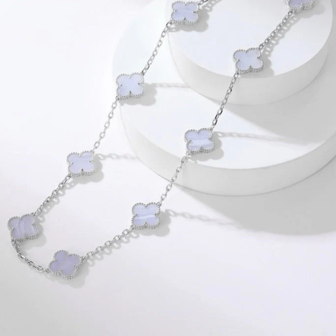 Eternal 10 Motifs Purple Chalcedony Necklace, 925 Sterling Silver