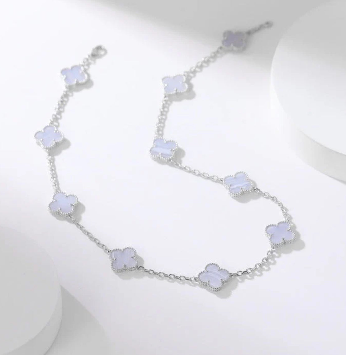 Eternal 10 Motifs Purple Chalcedony Necklace, 925 Sterling Silver