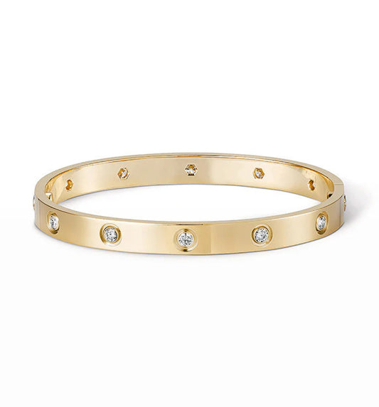 Love 6.1MM Full Diamond Bracelet, 18k Gold Plated, 925 Sterling Silver