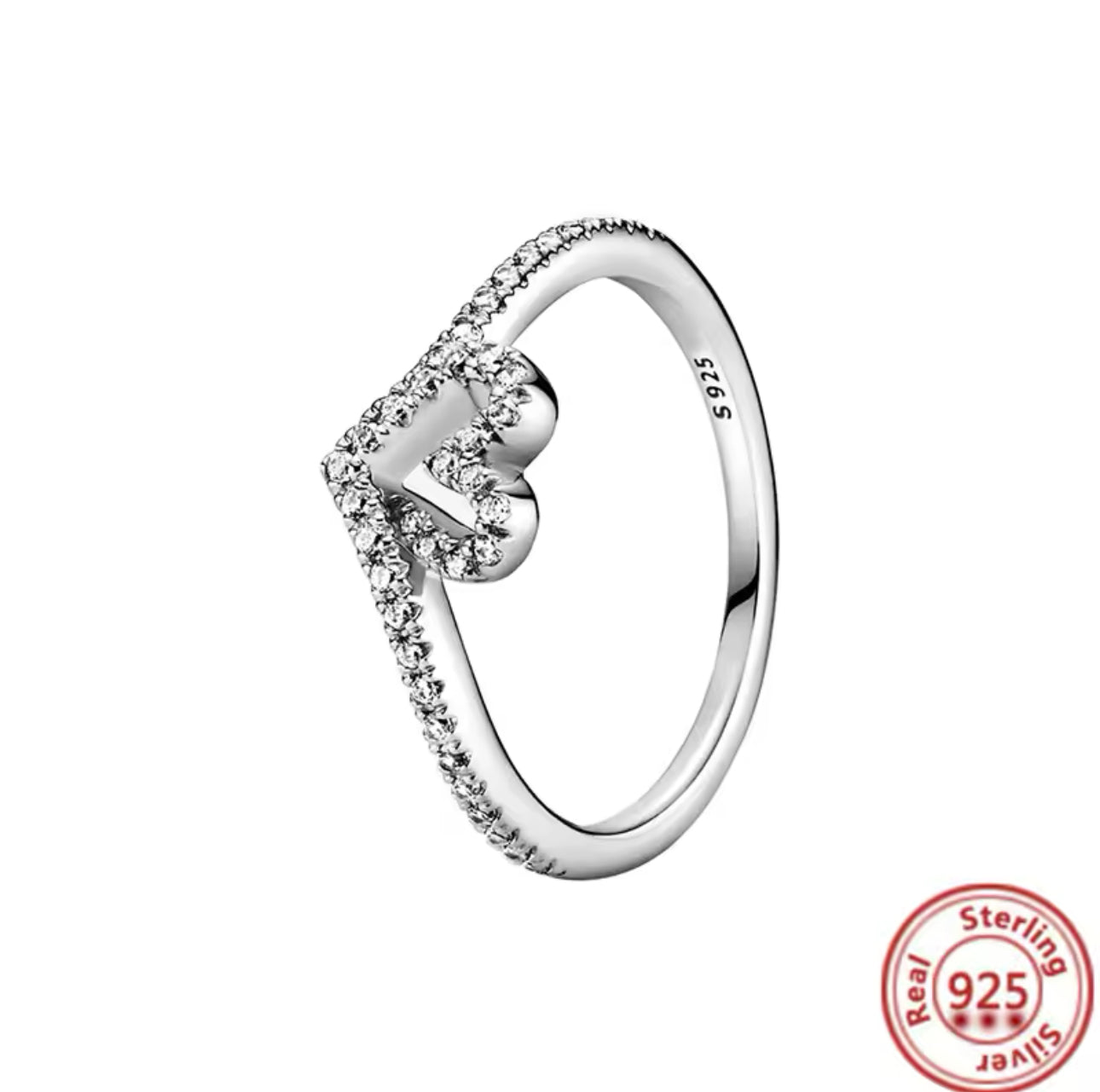 Eternal Sparkling Wishbone Heart Ring