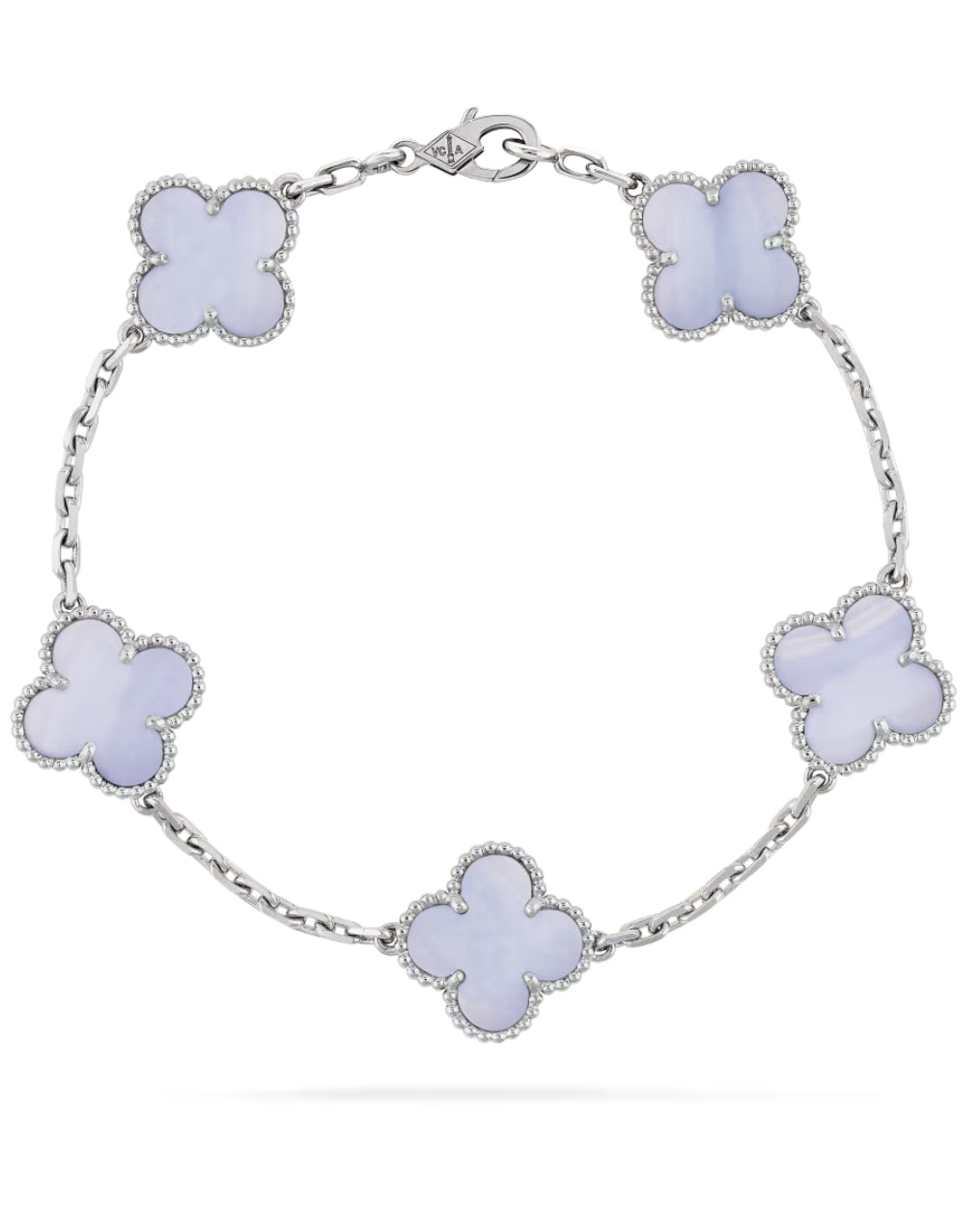 Eternal Clover Motifs Purple Chalcedony Leaf Bracelet, 925 Sterling Silver