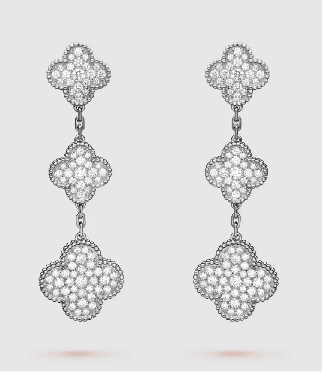 Eternal Triple Clover Silver Zircon Earrings, 925 Sterling Silver