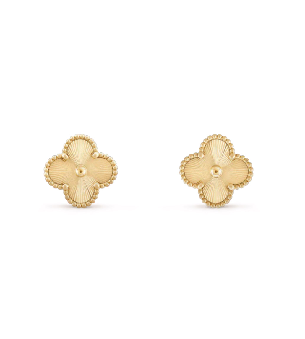 Eternal Gold One Clover Earrings, 18k Gold Plated, 925 Sterling Silver