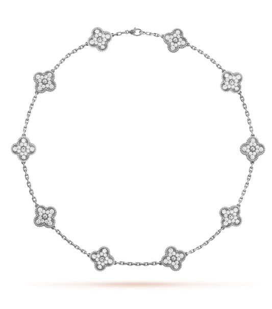 Eternal 10 Motifs Silver Zircon Necklace, 925 Sterling Silver