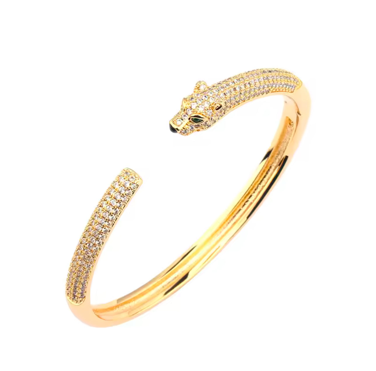 Eternal Panthere Cubic Zircon Paved Luxury Bracelet, 18k Gold Plated, 925 Sterling Silver