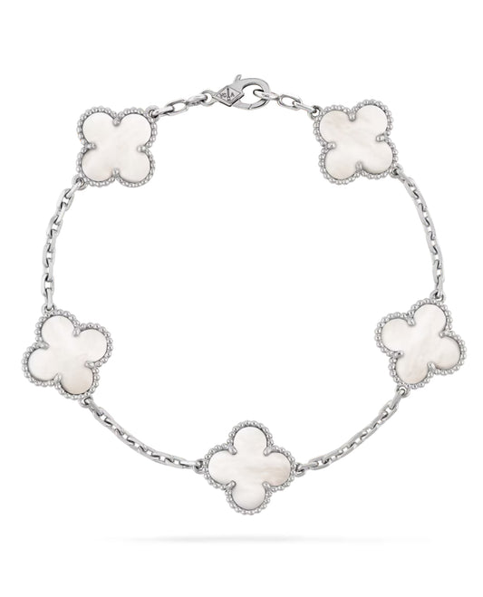 Eternal Clover Only Silver Mop Leaf Bracelet, 925 Sterling Silver