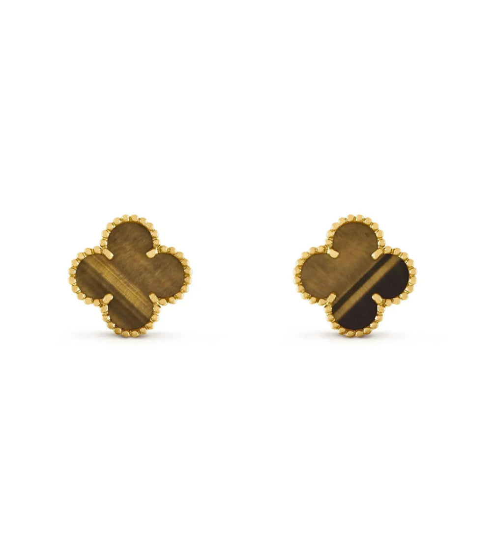 Eternal Clover Leaf Earrings, 18k Gold Plated, 925 Sterling Silver