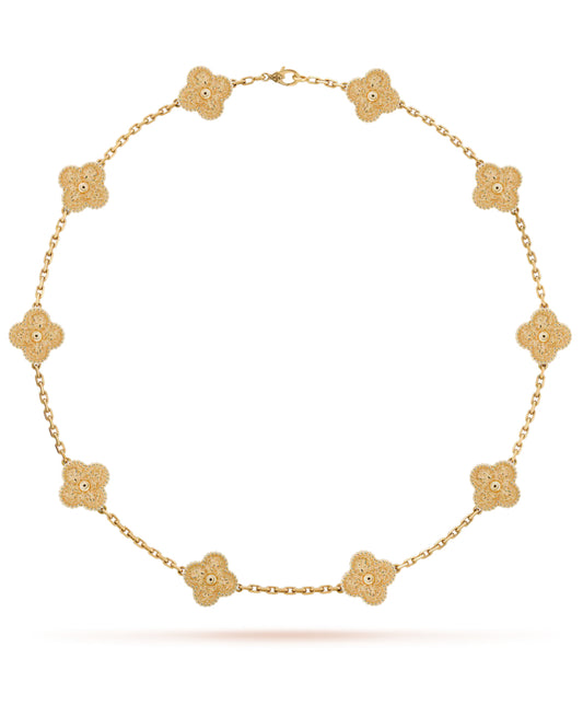 Eternal 10 Motifs Luxury Golden Necklace, 18k Gold Plated, 925 Sterling Silver