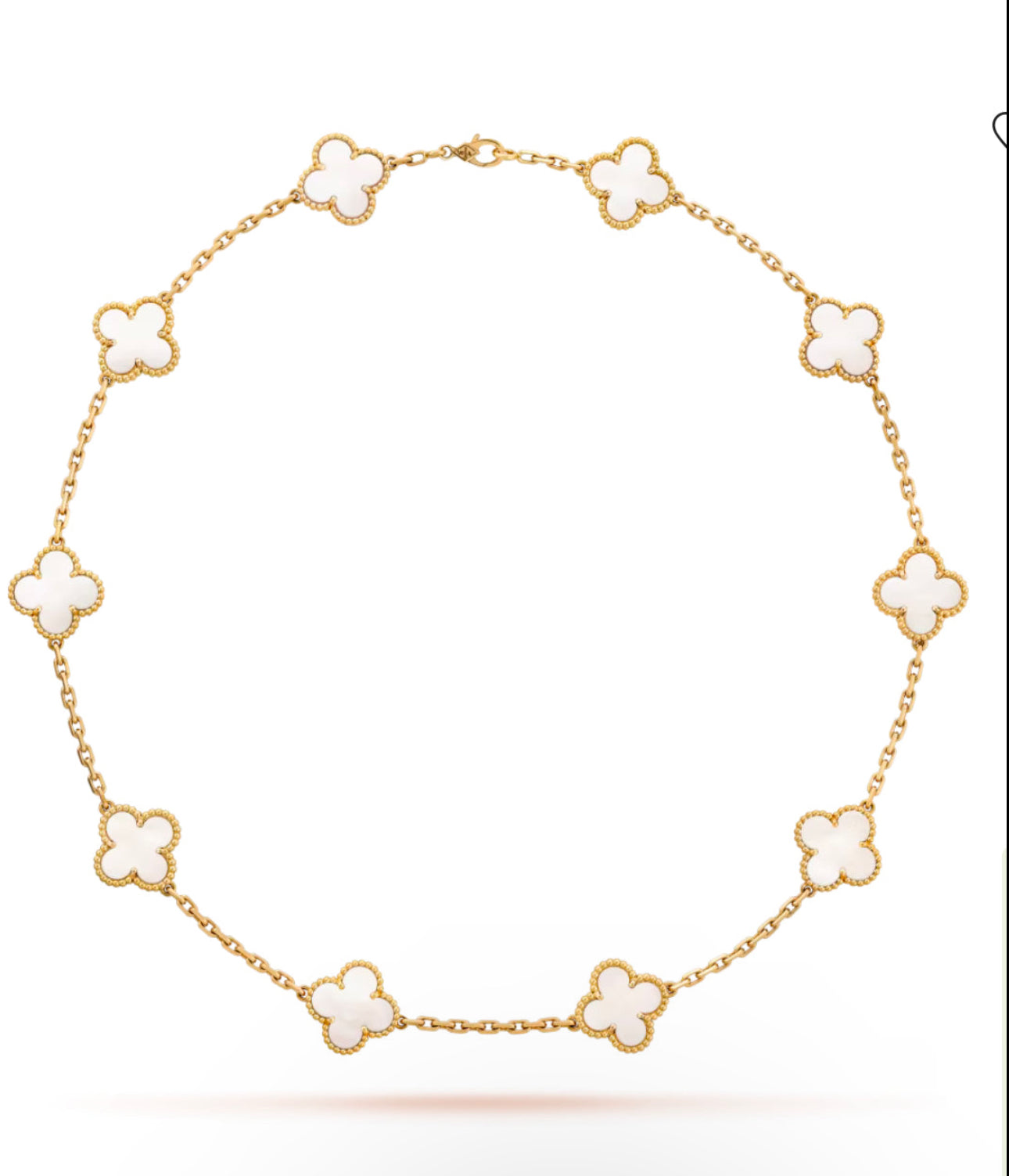 Eternal 10 Motifs White Gold Long Necklace, 18k Gold Plated, 925 Sterling Silver