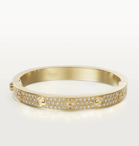 Eternal Love Cubic Zircon Paved Bracelet, 18k Gold Plated, 925 Sterling Silver