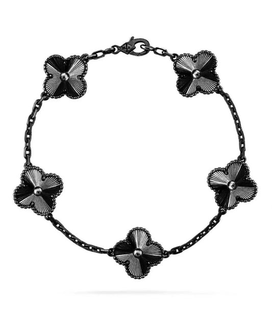 Eternal Black Clover Bracelet, 925 Sterling Silver